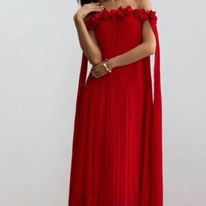 Sunfere - Regina Off Shoulder Rosette Detail Maxi Dress (Size L)